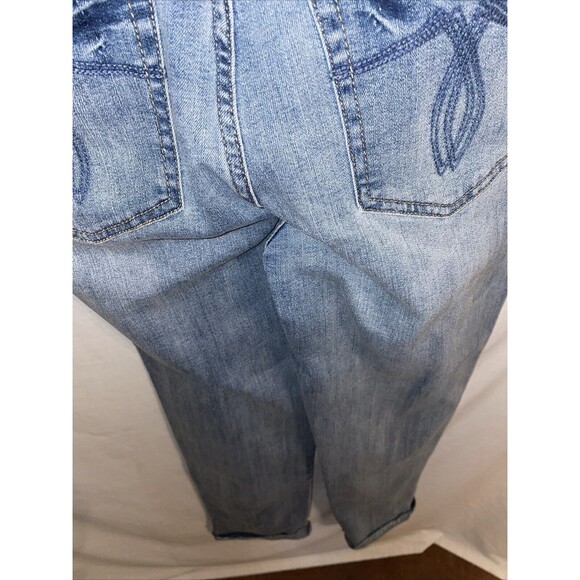 Seven7 Women’s Boyfriend Jeans Size 6 Blue Distressed Cuffed Hem Grunge - Picture 12 of 12